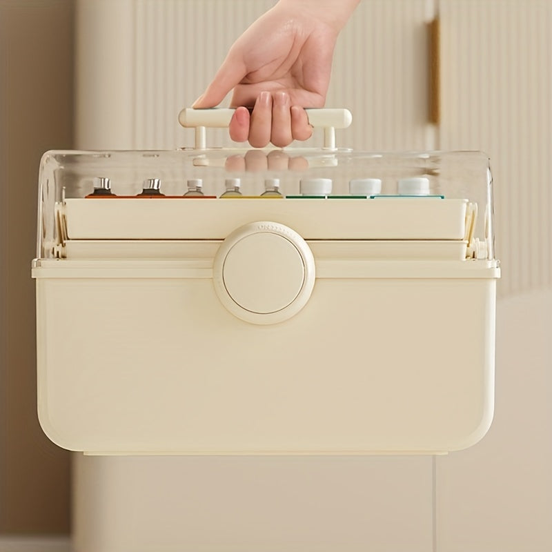 Large Capacity Makeup Storage Organizer with Transparent Cover & Handle