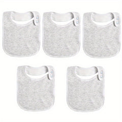 5pcs Organic Cotton Baby Bibs Adjustable Machine Washable