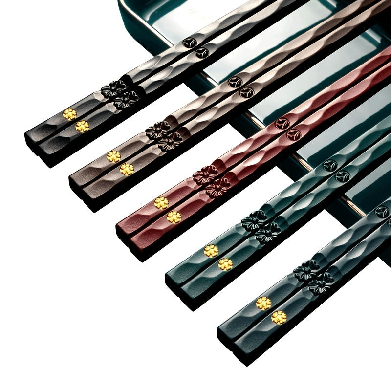 5 Pairs Japanese Fiberglass Chopsticks Non-slip 9.57 In