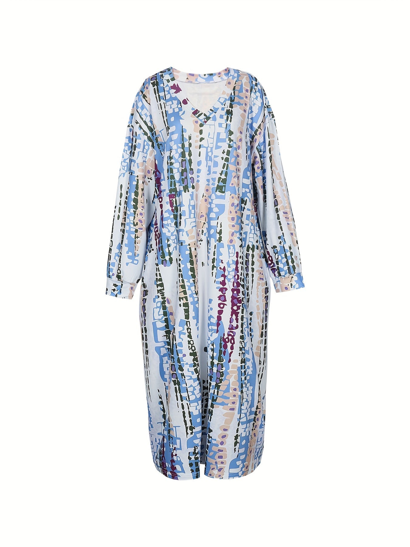  Tie Dye V-Neck Maxi Dress with Pockets
