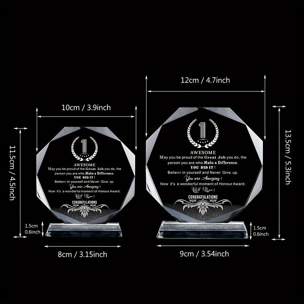 Transparent Trophy Awards With Case Personalized Engraved Medals 3.9in 4.7in