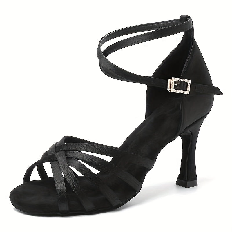 Women's Non Slip Satin Latin Dance Shoes Medium Heel