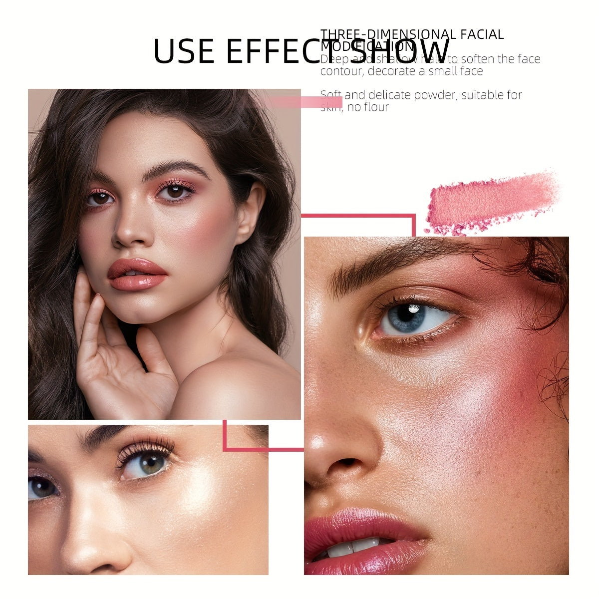 Petal Face Blushes Powder Shimmer Cheek Blush Matte Lightweight Face Brighten