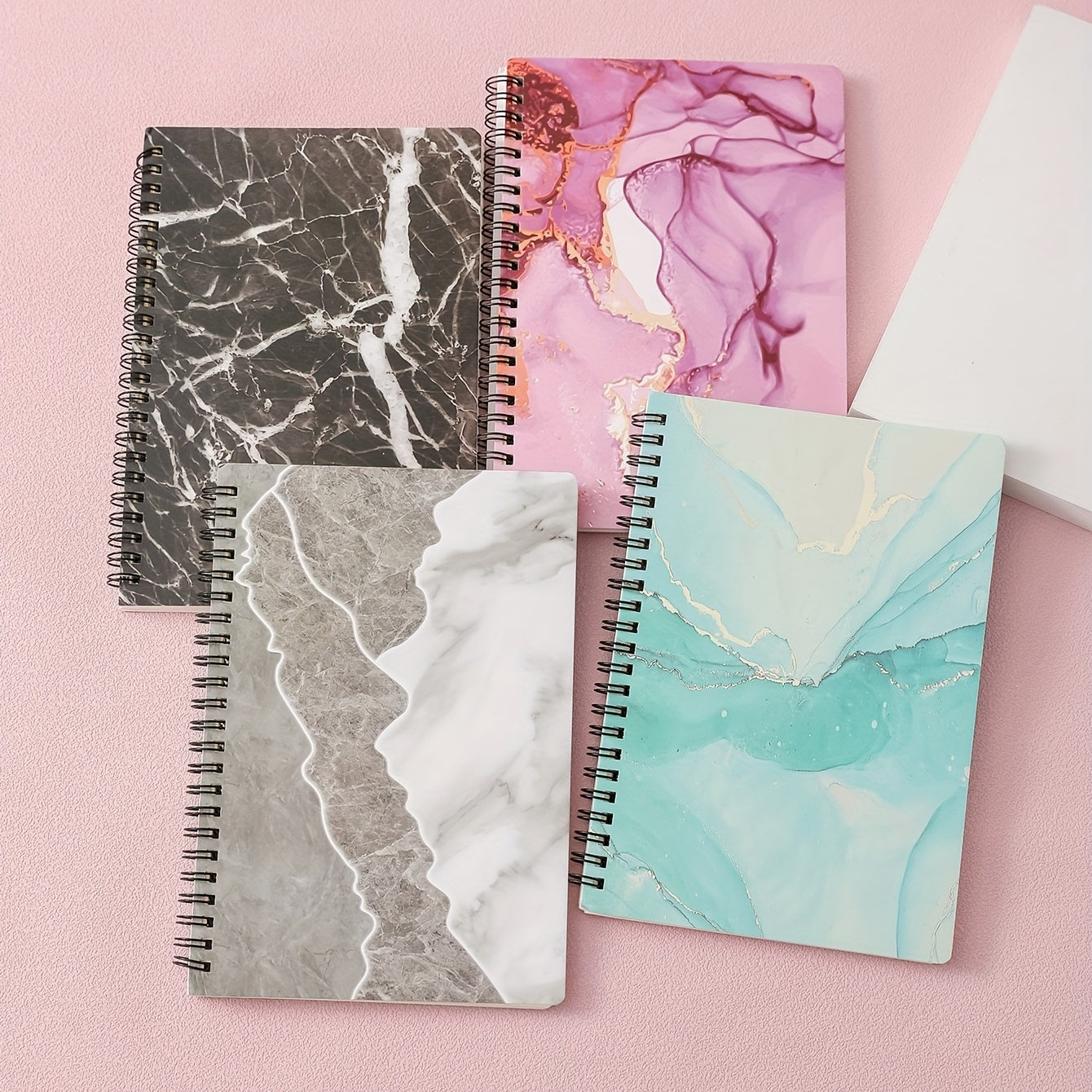A5 Rollover Coil Book Marble Texture Notepad 80 Sheets