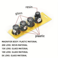 4pcs Watch Repair Tool 5-20X Magnifier Goggles Set