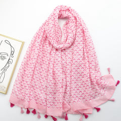 Boho Floral Print Scarf Tassel Shawl Women Voile Sunscreen Head Wrap