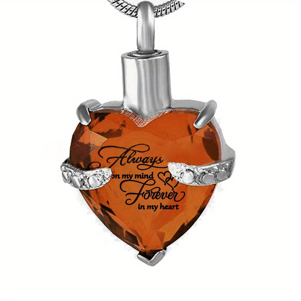 Heart Cremation Urn Necklace For Ashes - Memorial Pendant With Fill Kit