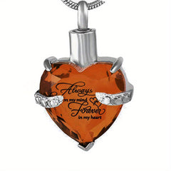 Heart Cremation Urn Necklace For Ashes - Memorial Pendant With Fill Kit