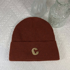 Letter C Decor Knitted Beanie Hat Winter Warm Hat