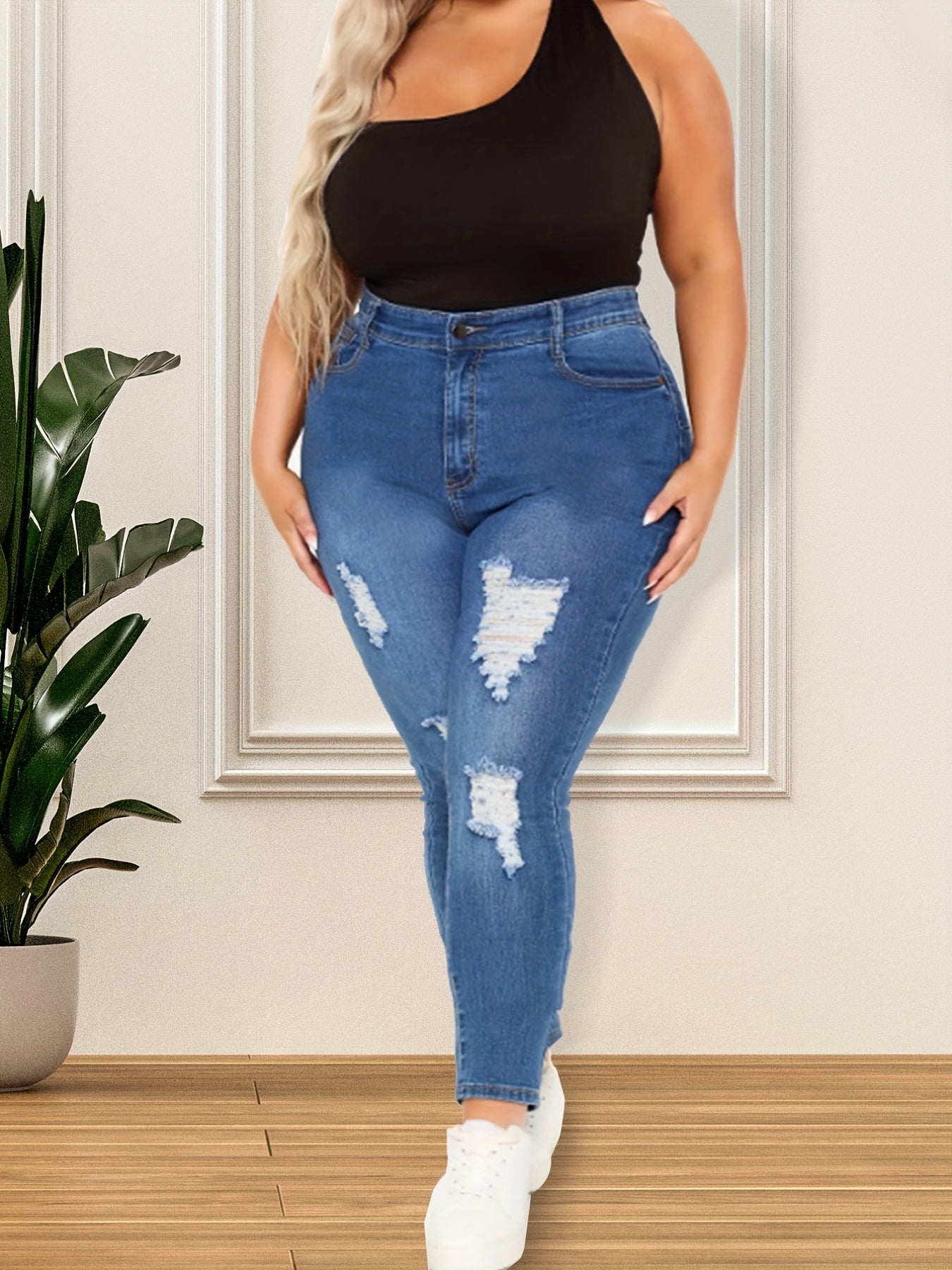  Ripped High Stretch Skinny Jeans