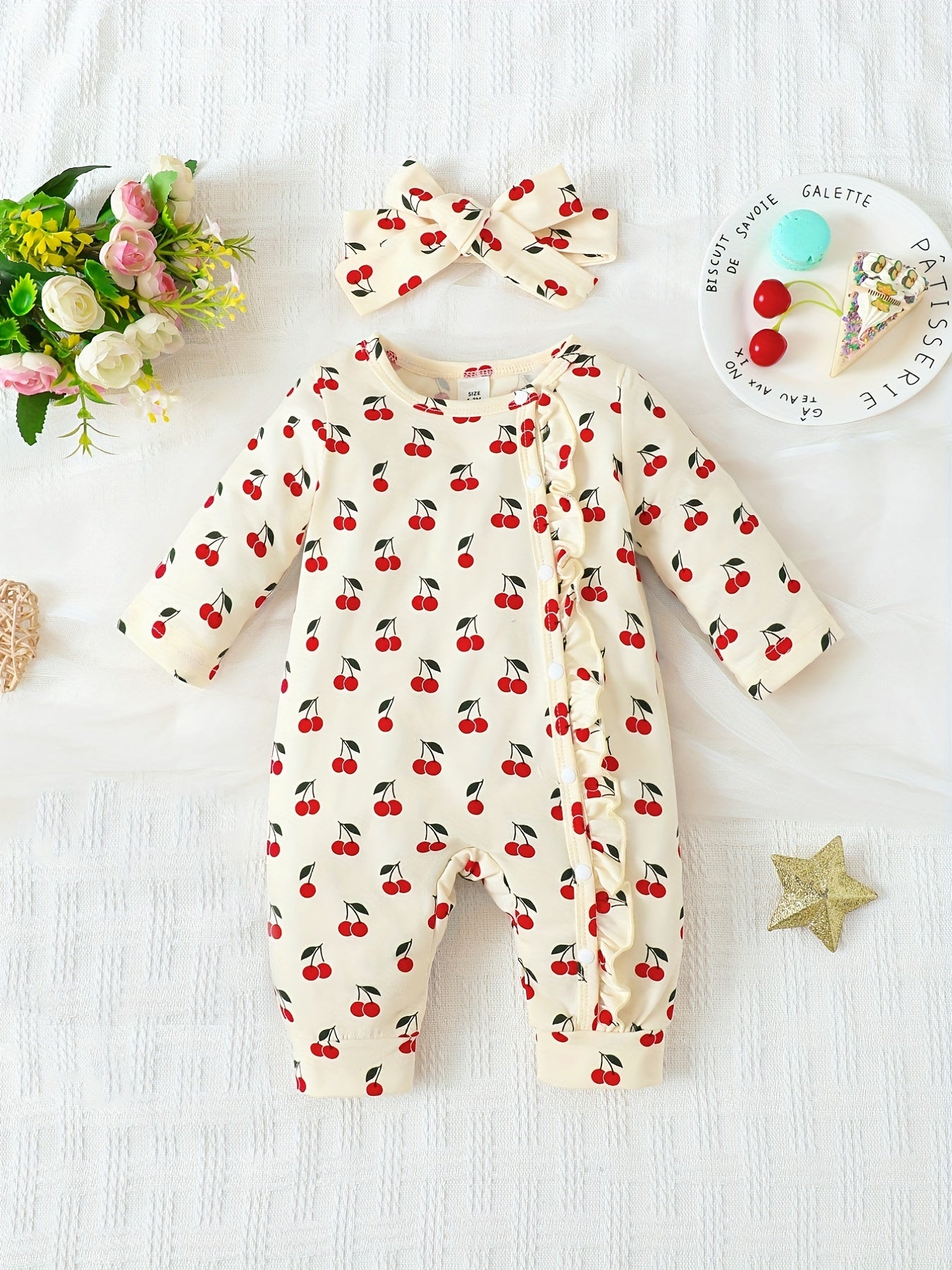 Sweet Baby Newborn Cherry Romper & Hairband Set