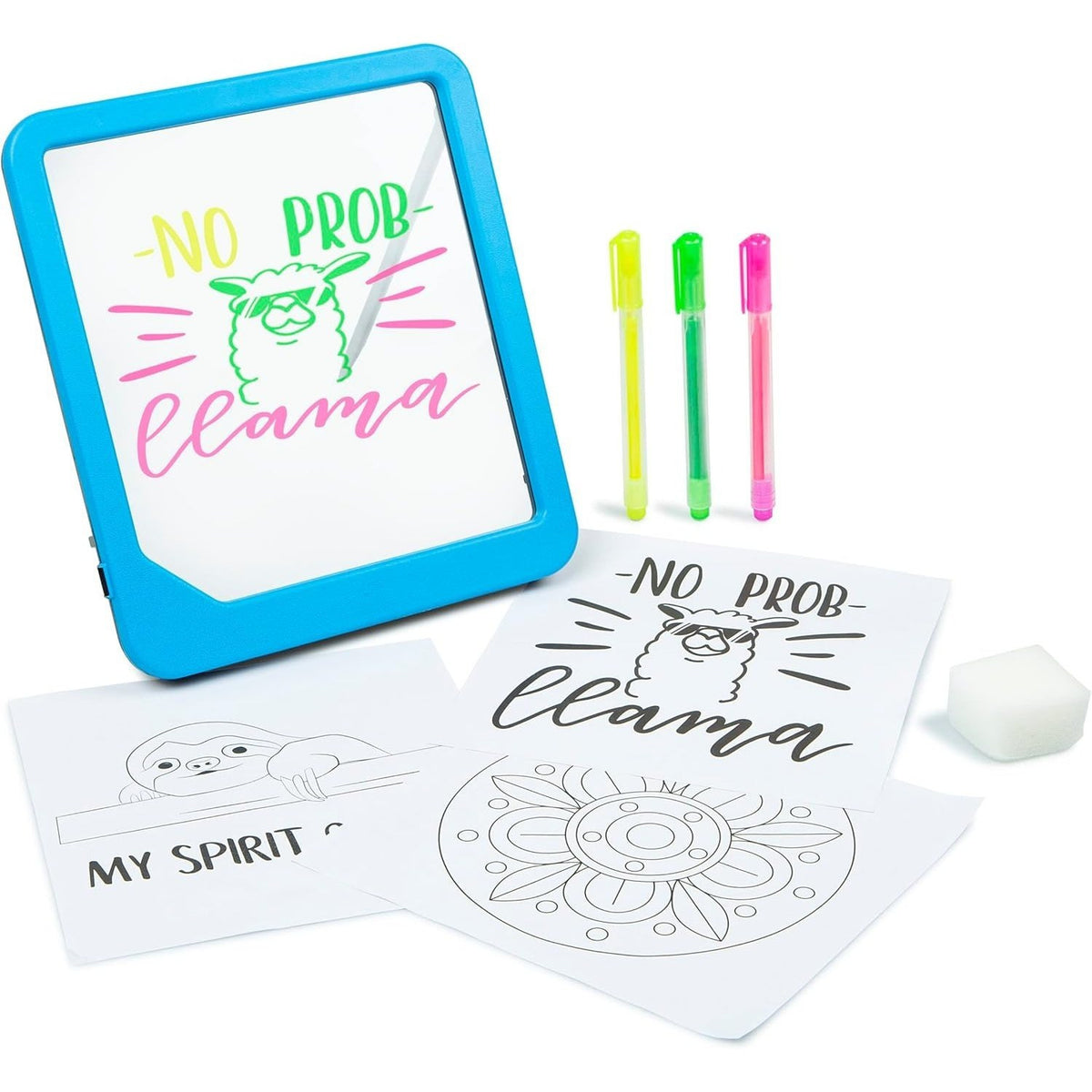 Neon Drawing Board with Markers & Stencils for Kids