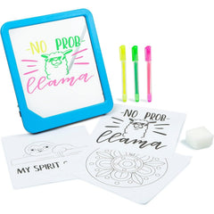 Neon Drawing Board with Markers & Stencils for Kids
