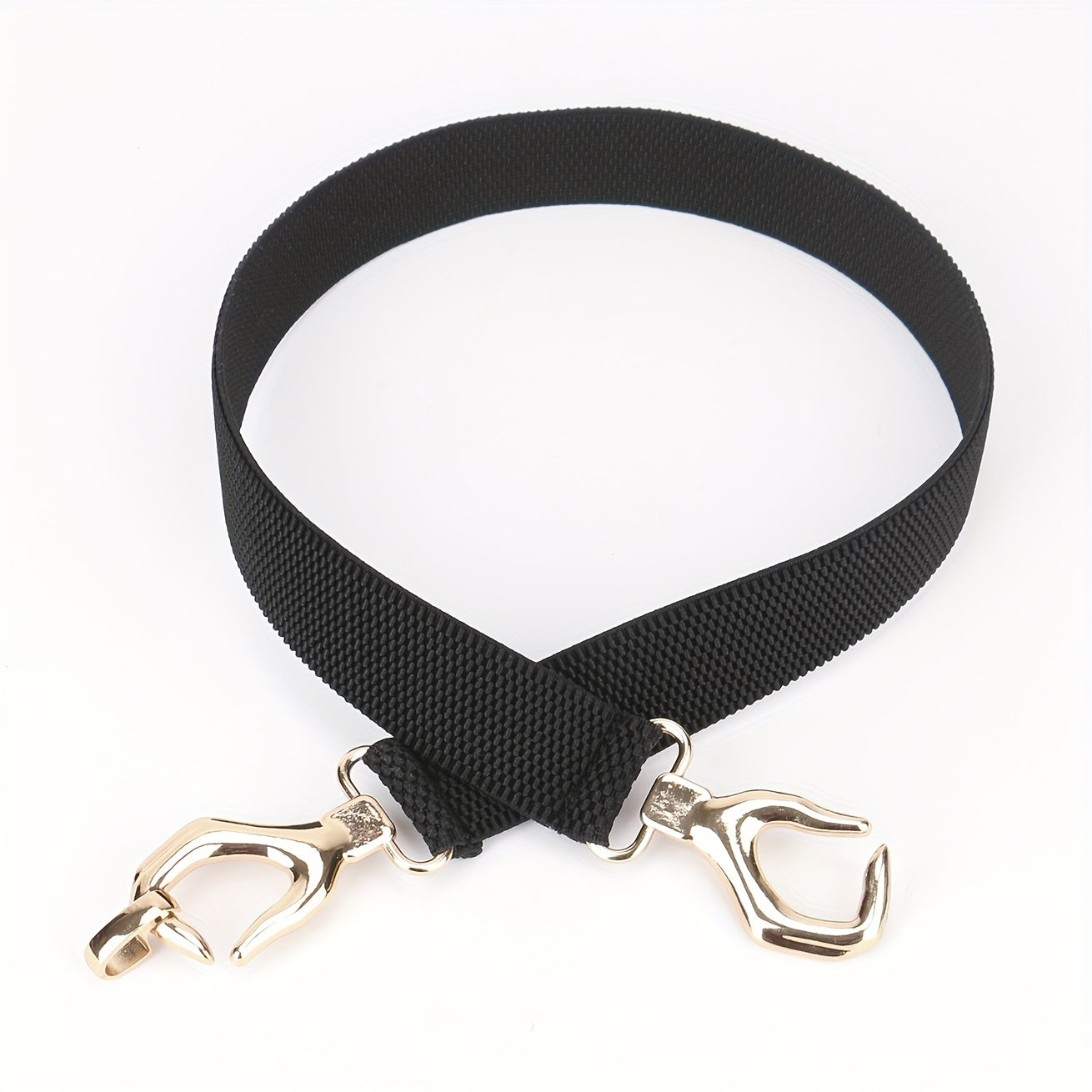 Metal Hollow Buckle Elastic Thin Belt Women Dress Coat Be