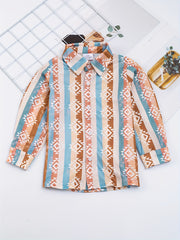 Boys Bull Cactus Striped Short Sleeve Button Down Shirt Casual Summer Clothes