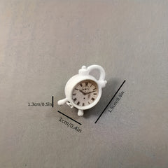 Mini Alarm Clock Keychain Plastic Wall Clock with Numbers & Golden Hands