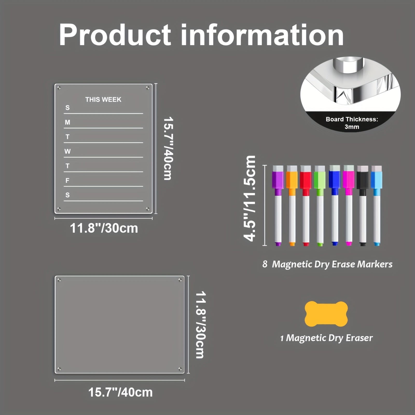 Weekly Planner Magnetic Acrylic Board 39 X 29 Clear