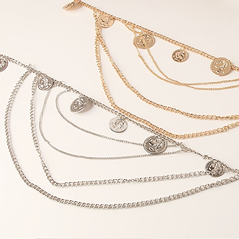 Layered Waist Chain Belt for Women Beach Bikini Denim Dresses