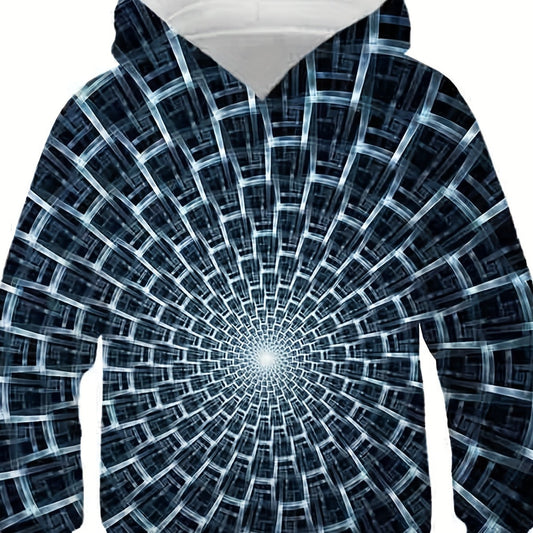 Boy's 3D Vision Illusion Print Hoodie Casual Hooded Sweatshirt For Outdoor