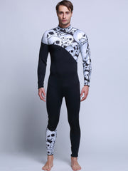 Men's Skull Print 3mm Neoprene Diving Suit Warm Anti Jellyfish Wetsuit