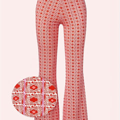  Floral Print Stretch Flared Leg Trousers