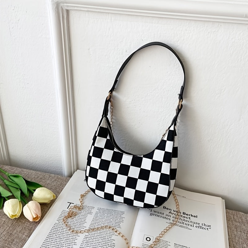 Casual Plaid Pouch Chain Underarm Bag Tote Messenger Bags