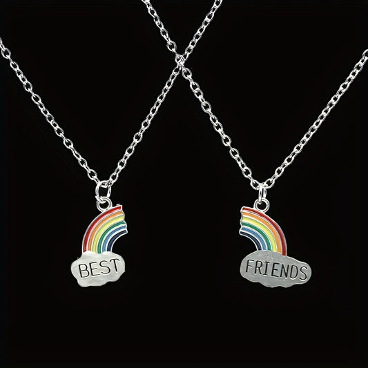 Friends Cloud Necklace Pendant Rainbow Splicing Couple Good Girlfriends