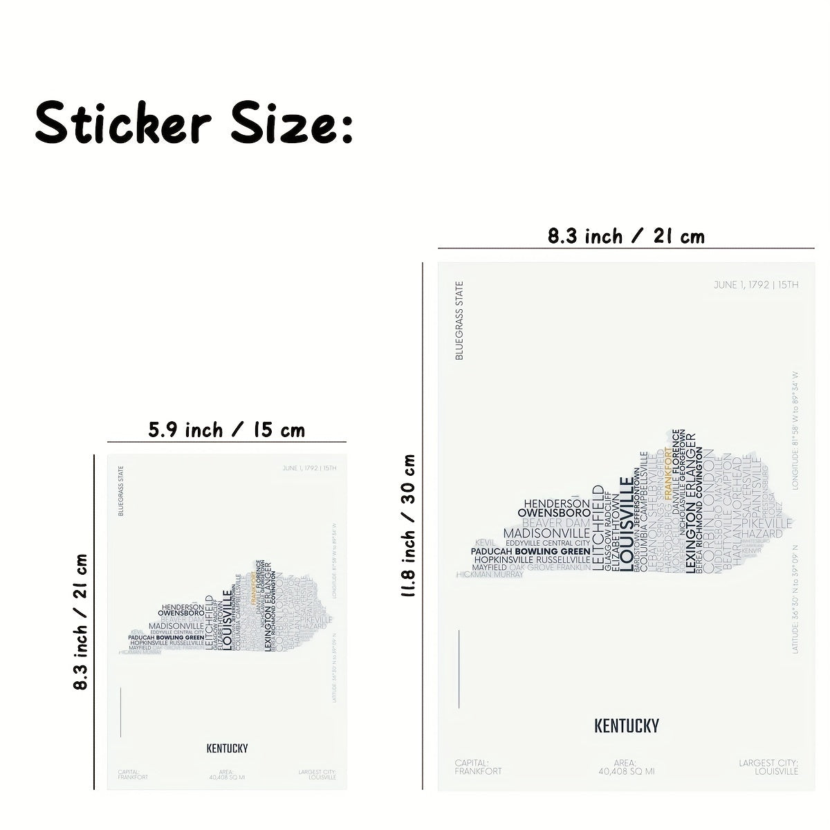 USA States Letter Maps Stickers Modern Typography Art Gift for Kids