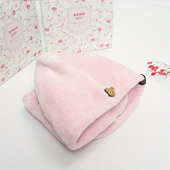 Double Layer Hair Drying Cap Coral Fleece Towel Quick Dry for Long Hair