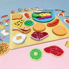 Baby Wooden Building Blocks Fruit Vegetable Cognition Puzzle Toys