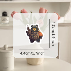 55pcs Combat Bear Style Stickers with Weapons Waterproof Vinyl Decals