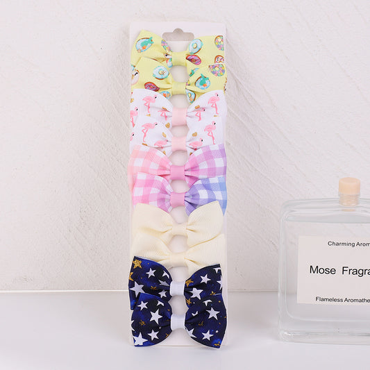 10pcs Unicorn Print Bow Hair Clip Prom Girls Hair Accessories