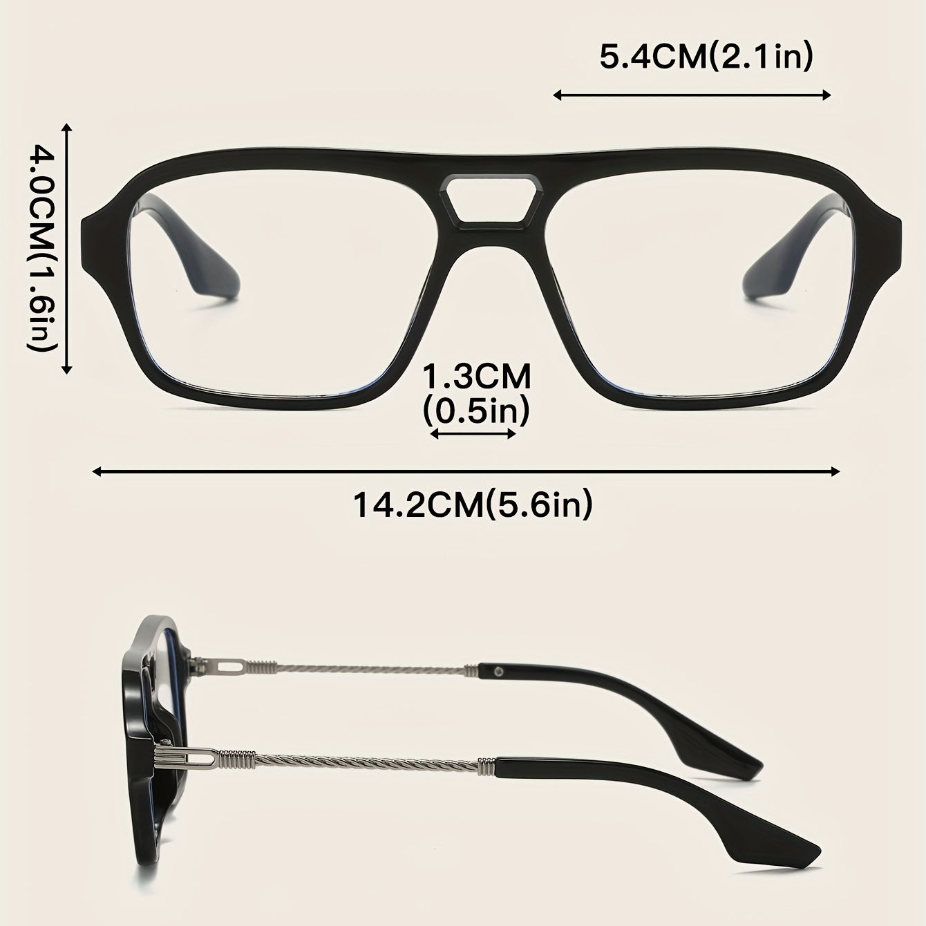 Men's Double Beam Hollow Frame Glasses Anti Light Flat Mirror