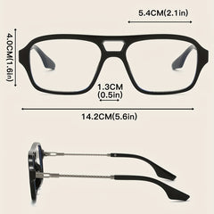 Men's Double Beam Hollow Frame Glasses Anti Light Flat Mirror