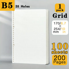 200 Pages 600 Pages A5 B5 Grid Loose leaf Paper Refill