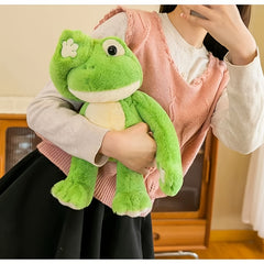 Big Eyed Frog Plush Toy Soft Green Stuffed Animal Eyes Desktop Sofa Decor