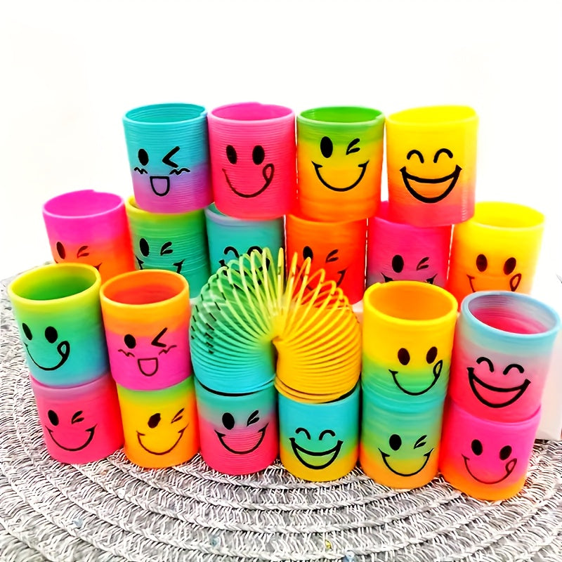 Mini Plastic Coil Spring Toys for Rainbow Themed Parties - 12pcs
