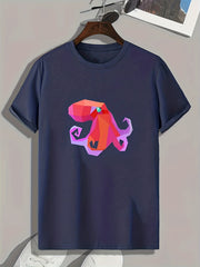 Octopus Print Men's Graphic Tee for Summer