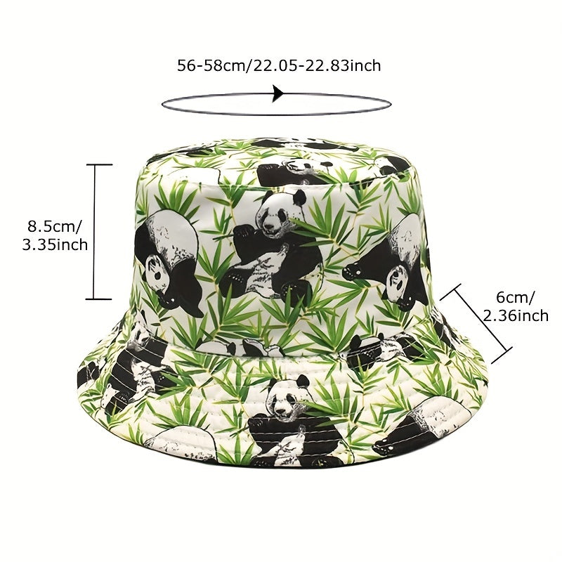 Panda Print Bucket Hat Double Sided Sun Hat