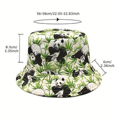 Panda Print Bucket Hat Double Sided Sun Hat