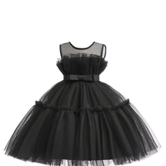 Girls Mesh Ruffled Princess Dress Sleeveless