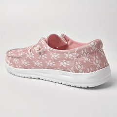 Pink Bear Pattern Loafers Slip On Flat Shoes
