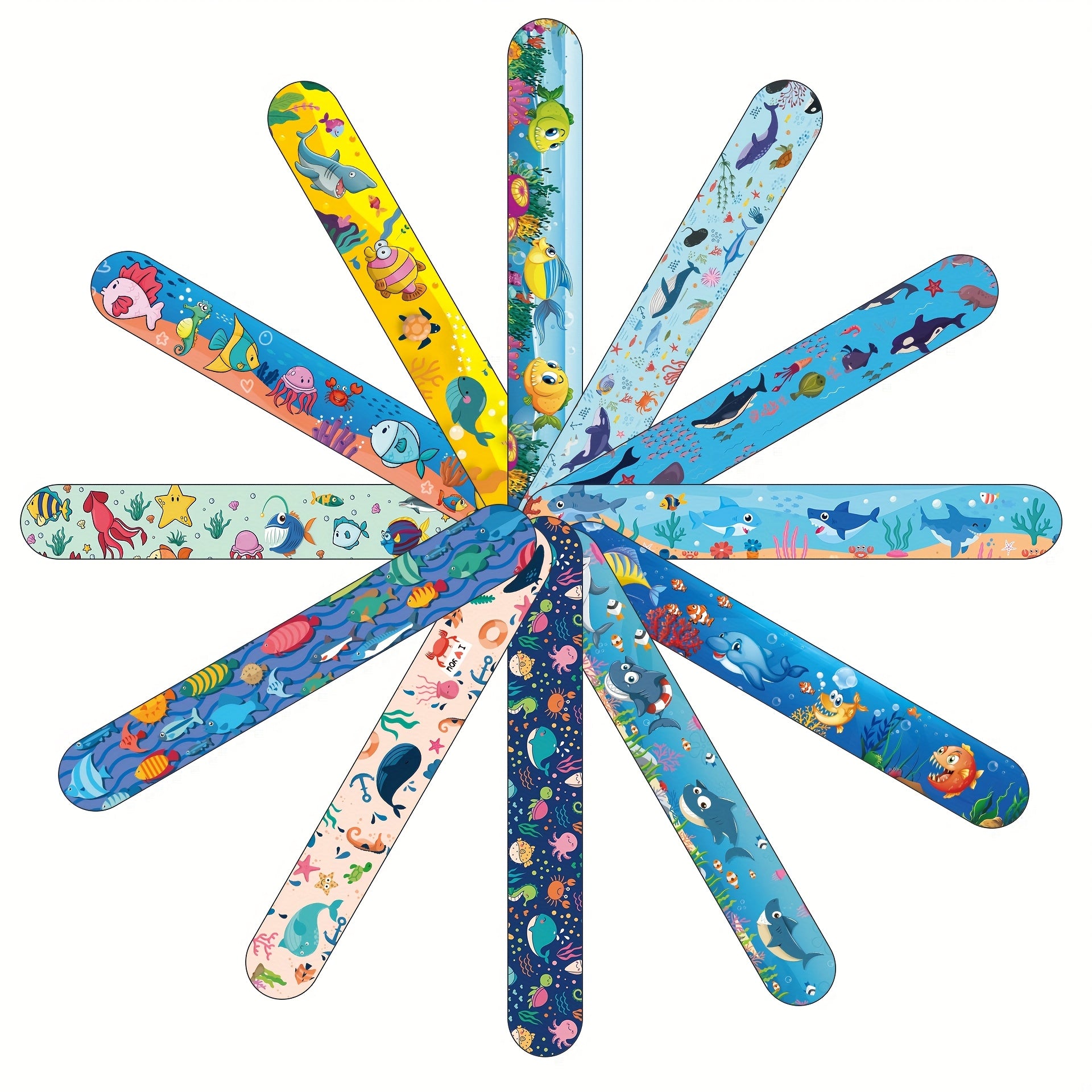 12pcs Ocean Animal Slap Bracelets Marine Life Design Party Favors