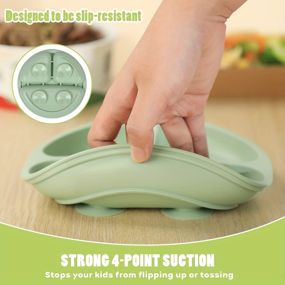 Baby Suction Plate With Self Feeding Spoon Fork BPA Infant Utensil Set
