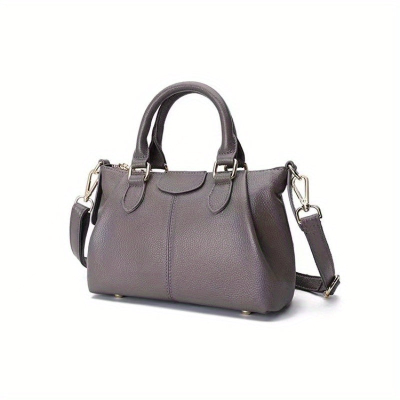 Leather Boston Bag Crossbody Bag With Adjustable Strap