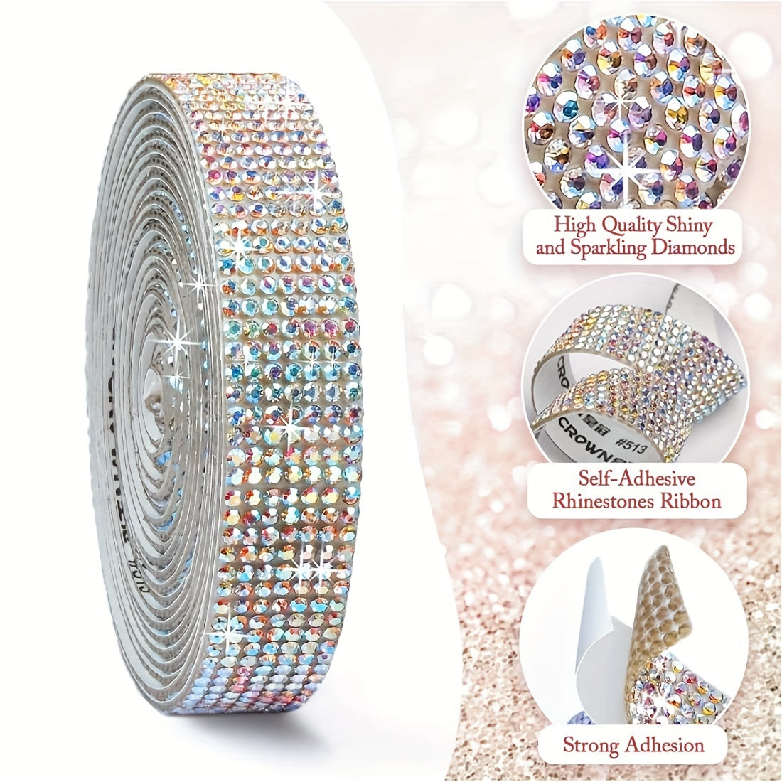 1 Yard Rhinestone Car Sticker for Dashboard Central Control