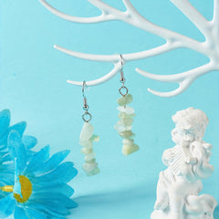 Stone Decor Drop Earrings - Natural Stone Beaded Drop Earrings