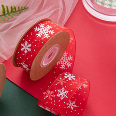 10m Christmas Snowflake Gift Decoration Ribbon Snowflake Pattern