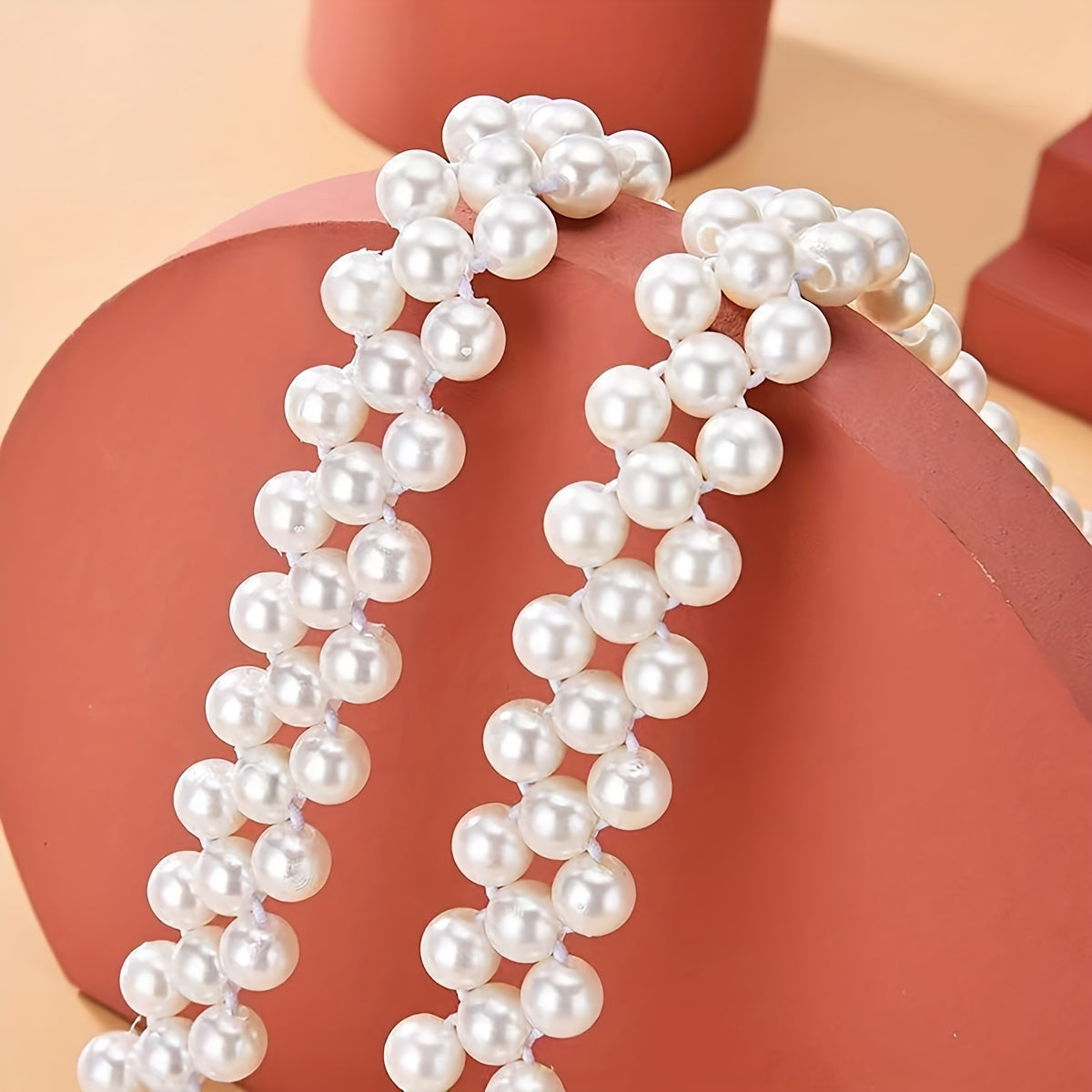 Rhinestone Faux Pearl Belt Elastic Waistband Women Casual Dress Girdle
