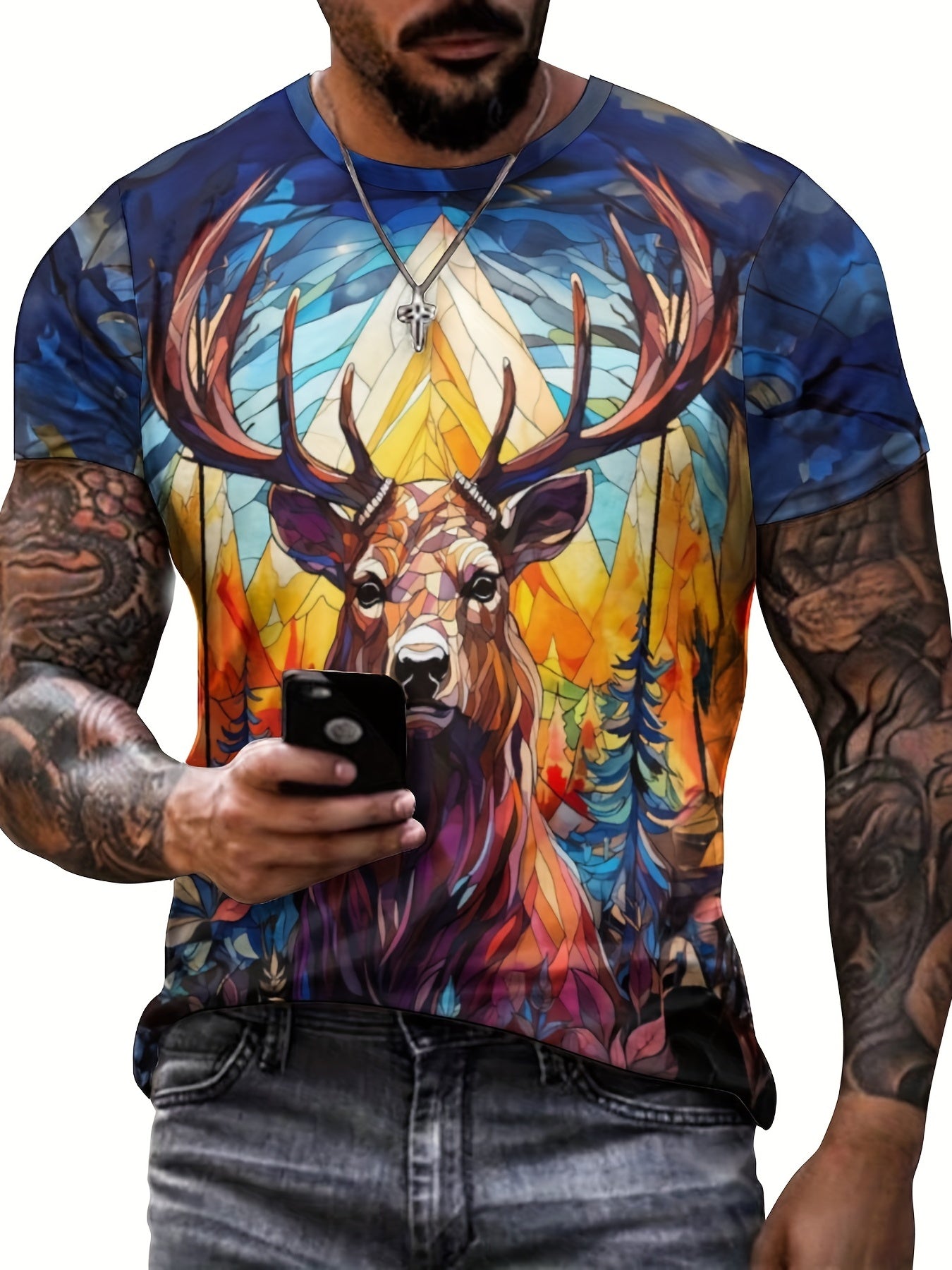 Men's Deer Graphic T-shirt Outdoor 3D Print Tee